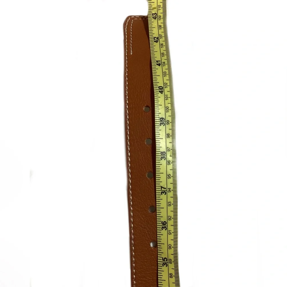 Talbots Womens Genuine Leather Belt Size L Tan Brown Minimalist Workwear Classic - Picture 13 of 16